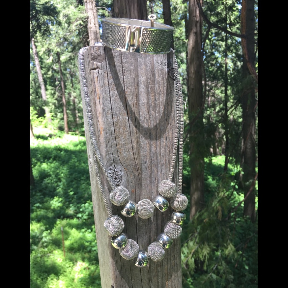 Silver Bangle Bracelet Silver Statement Chunky Ch… - image 1